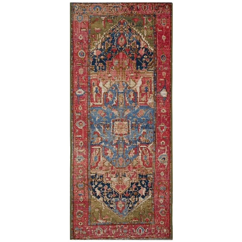 Red Medallion Indoor/Outdoor Runner, 1x4