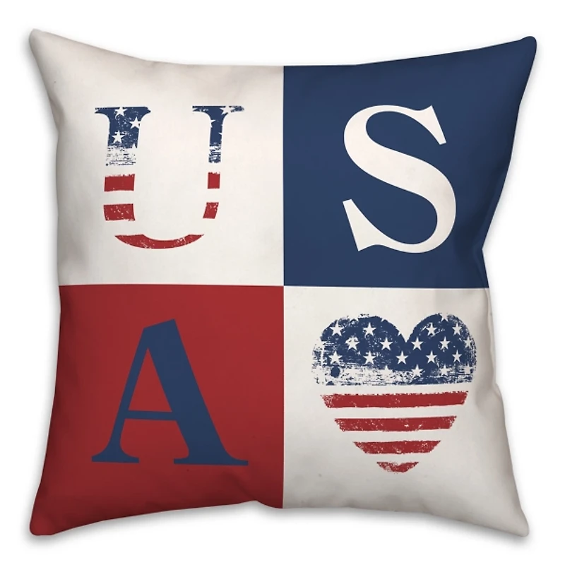Fourth of July Rustic USA Indoor/Outdoor Pillow