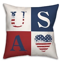 Fourth of July Rustic USA Indoor/Outdoor Pillow