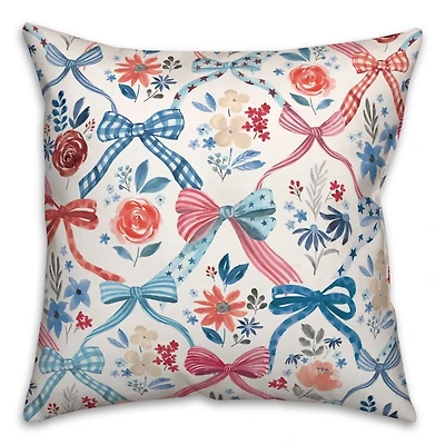 Bows and Flowers 4th of July Indoor/Outdoor Pillow