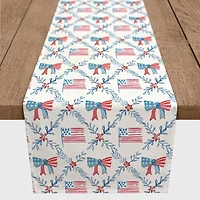 Flags and Bows 4th of July Table Runner