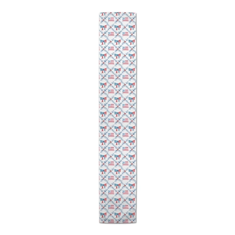Flags and Bows 4th of July Table Runner, 90 in.