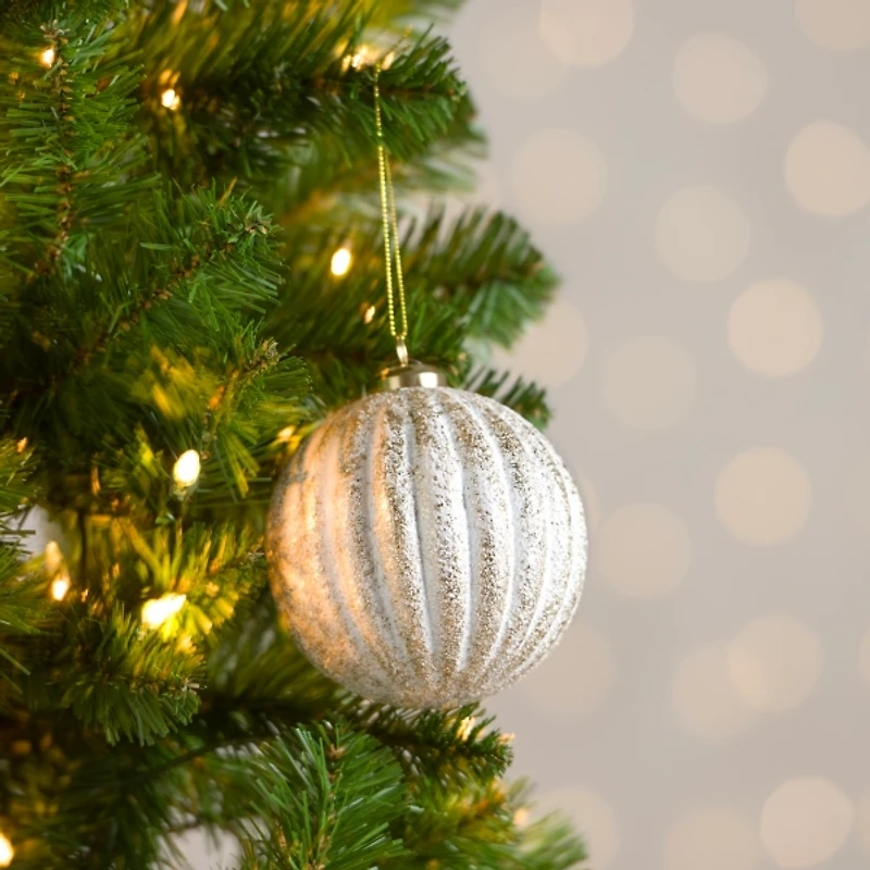 Gold Striped Stucco Christmas Ornament, 4 in.