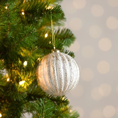 Gold Striped Stucco Christmas Ornament