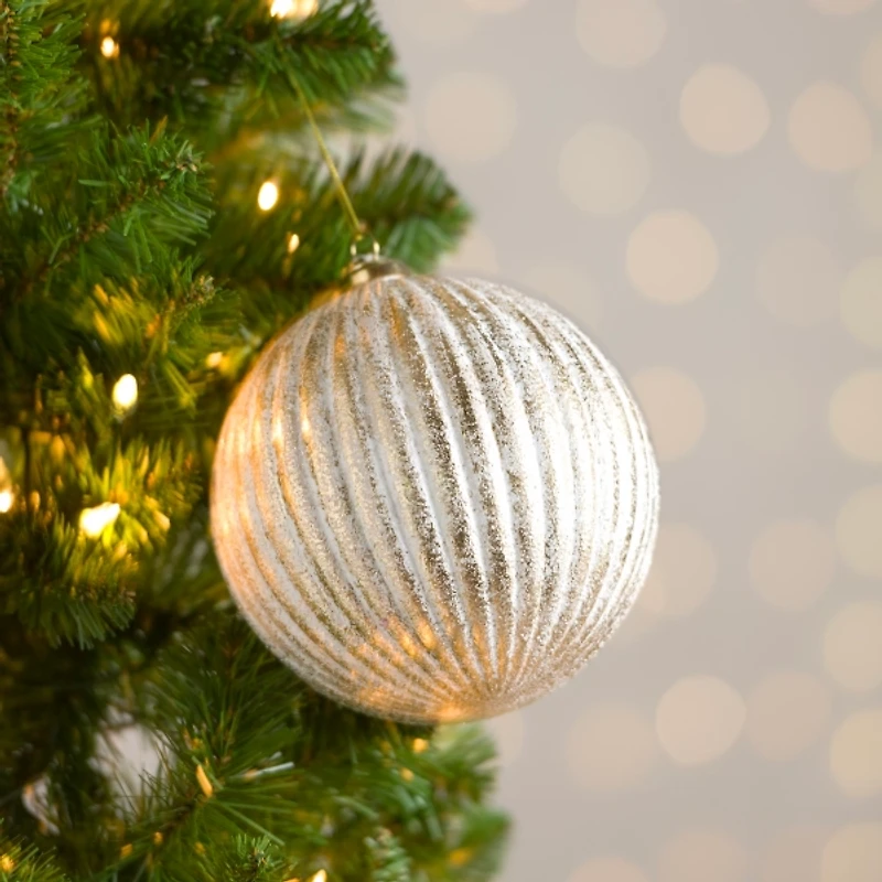 Gold Striped Stucco Christmas Ornament, 6 in.