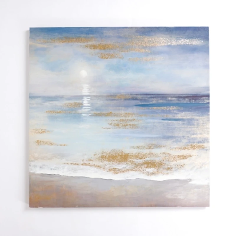 Golden Coastal Landscape Canvas Art Print