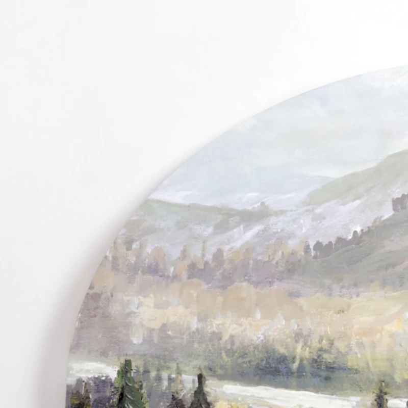 Mountain Top Forest Arched Canvas Art Print