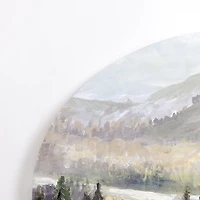 Mountain Top Forest Arched Canvas Art Print