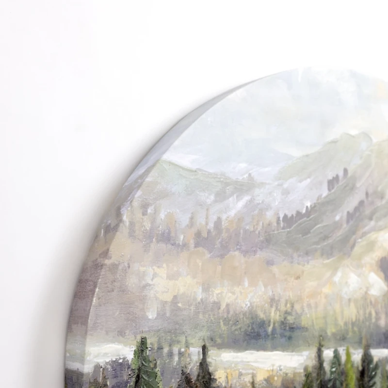 Mountain Top Forest Arched Canvas Art Print