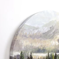 Mountain Top Forest Arched Canvas Art Print