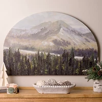 Mountain Top Forest Arched Canvas Art Print