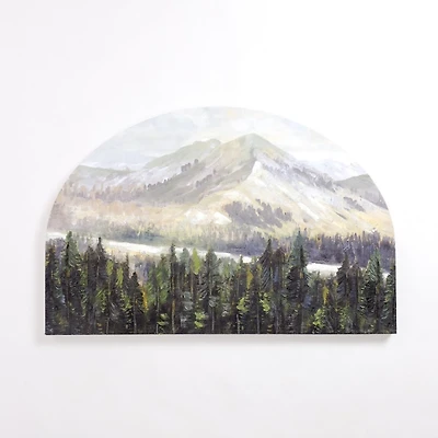 Mountain Top Forest Arched Canvas Art Print