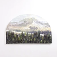 Mountain Top Forest Arched Canvas Art Print