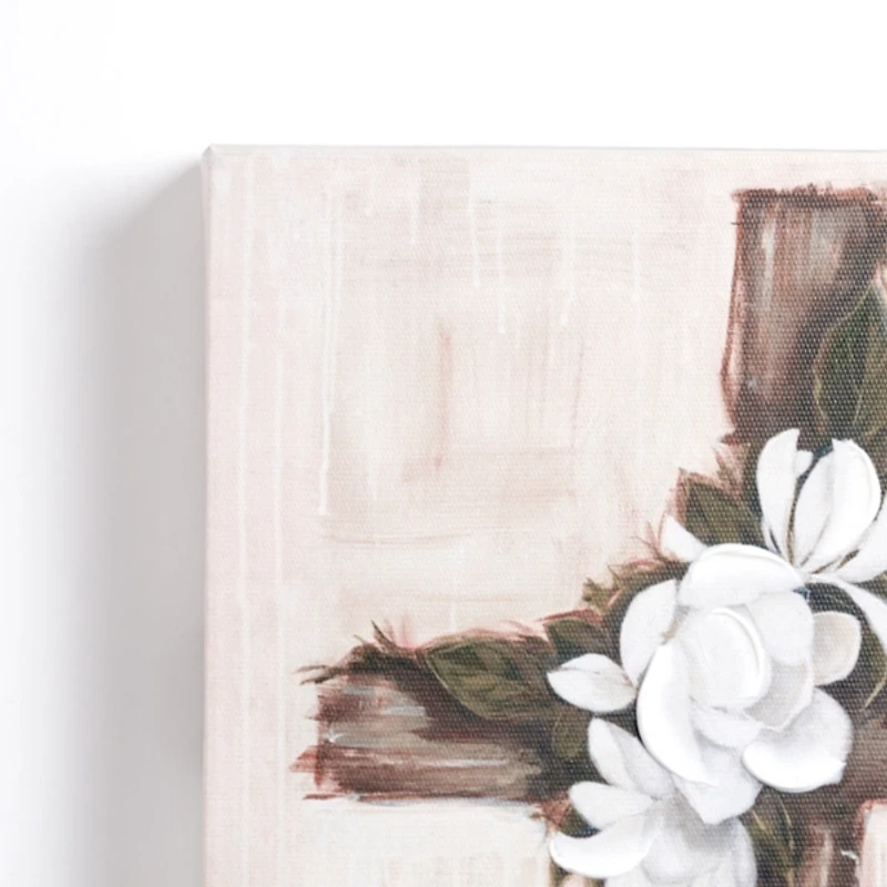 Floral Cross Canvas Art Print