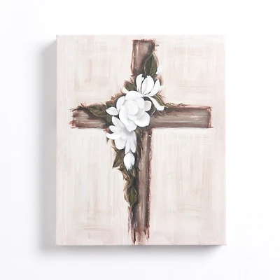 Floral Cross Canvas Art Print
