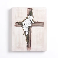 Floral Cross Canvas Art Print