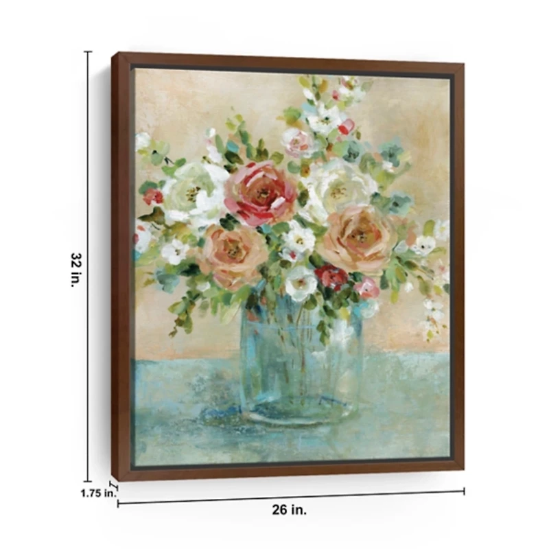 Rosy Bouquet Framed Canvas Art Print