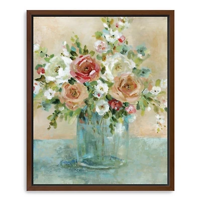 Rosy Bouquet Framed Canvas Art Print