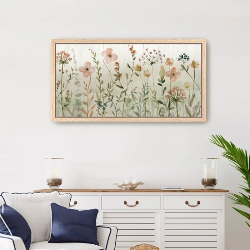 Fall Flower Sketch Framed Canvas Print, 42x22 in.