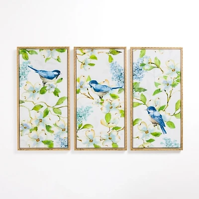 Bluebird Paradise Framed Canvas Prints, Set of 3