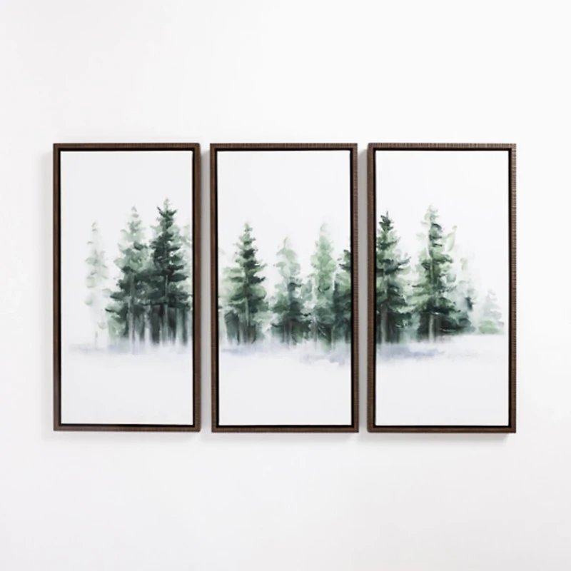 Foggy Forest Framed Canvas Art Prints, Set of 3