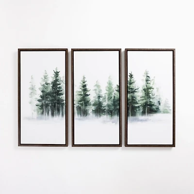 Foggy Forest Framed Canvas Art Prints, Set of 3