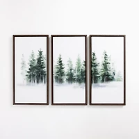 Foggy Forest Framed Canvas Art Prints, Set of 3