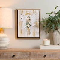 Angel Holding Wreath Framed Canvas Art Print