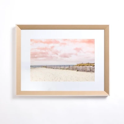 Pink Sky Beach Framed Art Print
