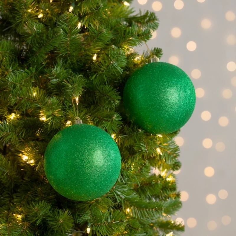 Green Glitter Ball 2-pc. Ornament Set, 6 in.