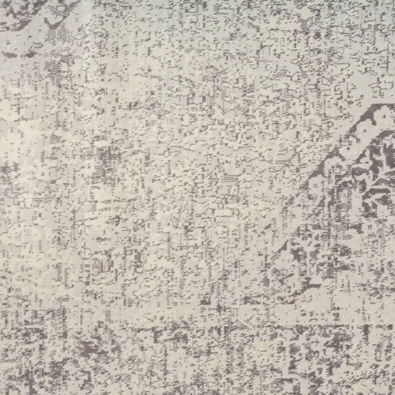 Silver Medallion Washable Area Rug, 5x7