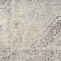 Silver Medallion Washable Area Rug, 5x7