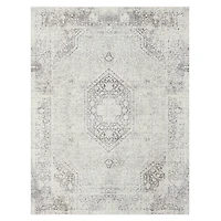 Silver Medallion Washable Area Rug, 5x7