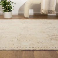 Beige Medallion Washable Area Rug, 7x9