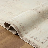 Beige Medallion Washable Area Rug, 7x9