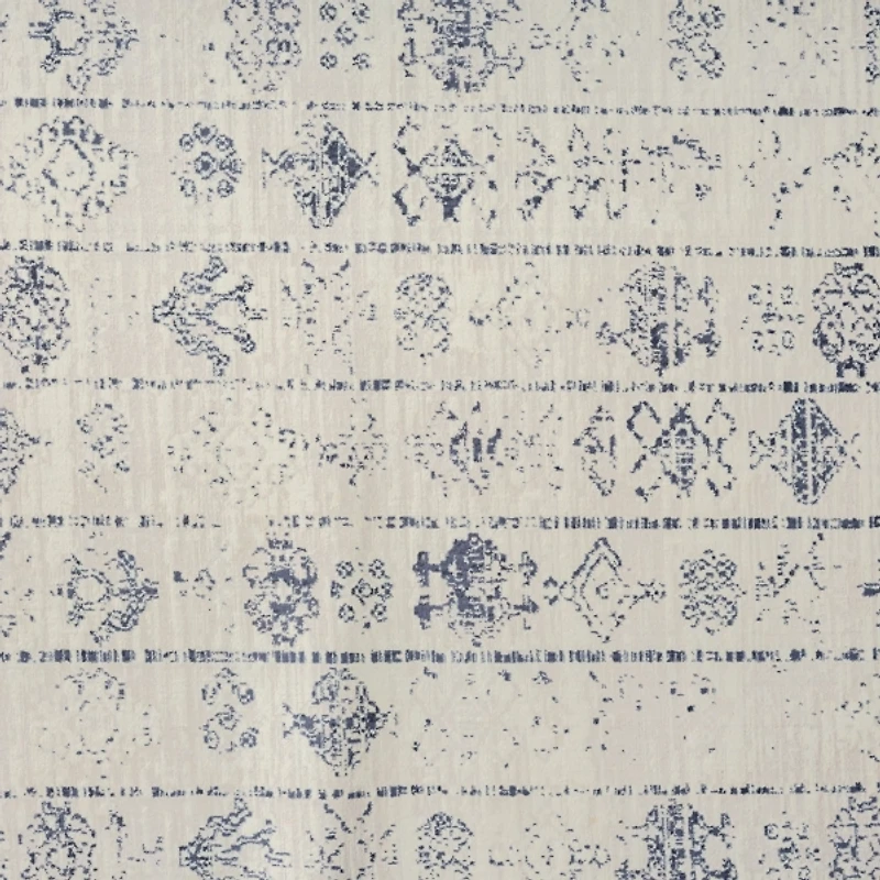 Blue and Gray Medallion Washable Area Rug, 5x7