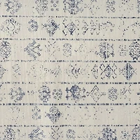 Blue and Gray Medallion Washable Area Rug, 5x7