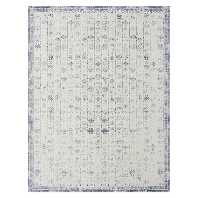 Blue and Gray Medallion Washable Area Rug, 5x7