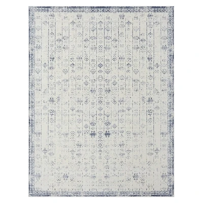 Blue and Gray Medallion Washable Area Rug, 5x7