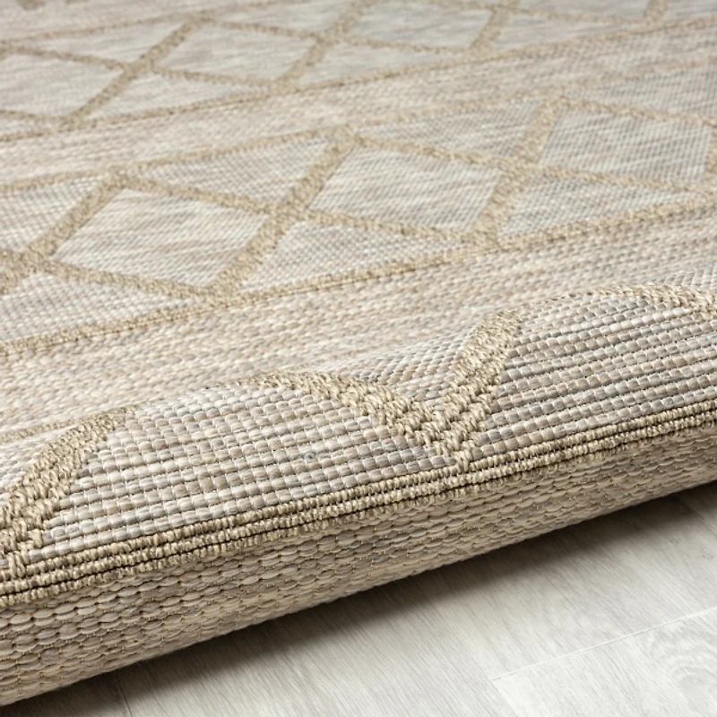 Brown Transitional Stripes Outdoor Rug, 8x10