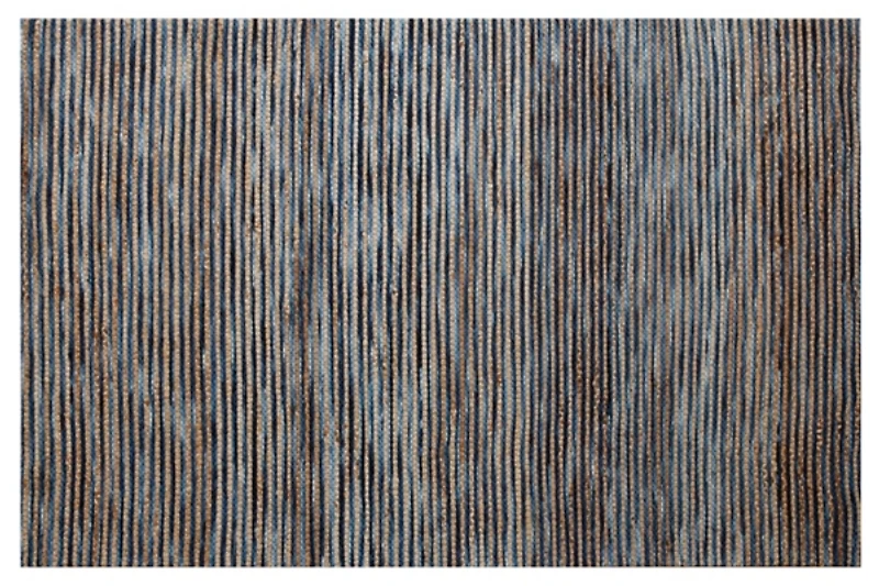 Navy Jute and Wool Woven Area Rug, 5x8