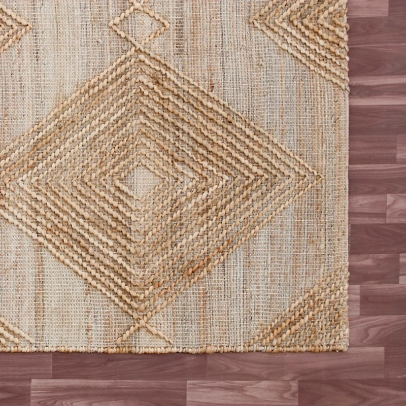Natural Jute Diamond Modern Woven Area Rug, 5x8