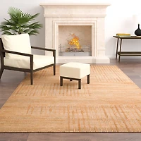 Natural Jute Striped Modern Woven Area Rug, 5x8