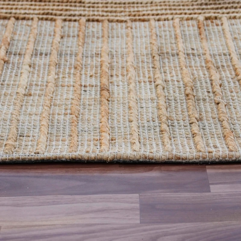 Natural Jute Striped Modern Woven Area Rug, 5x8