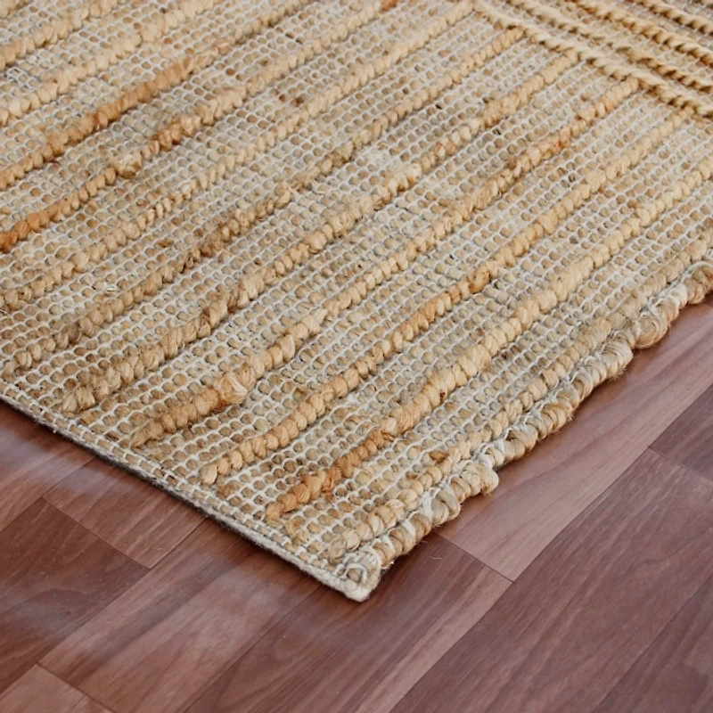 Natural Jute Striped Modern Woven Area Rug, 5x8