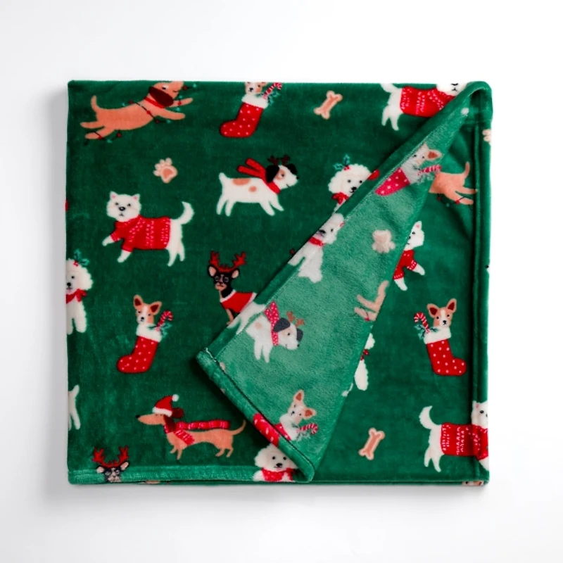 Jolly Dogs Plush Throw