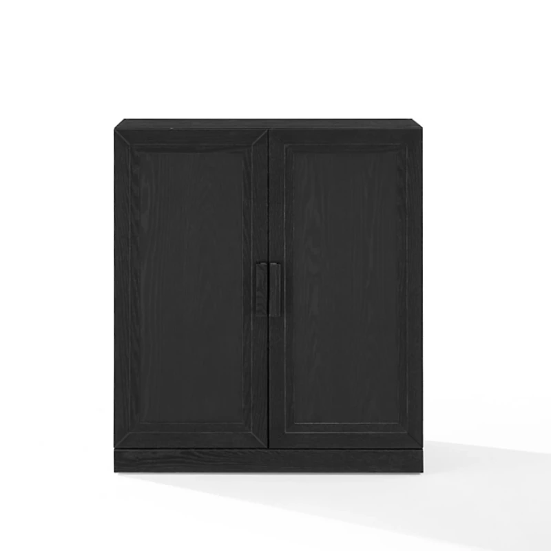 Black Wood Grain Stackable Storage Cabinet