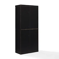 Tall Black Wood and Glass Door Storage Cabinet