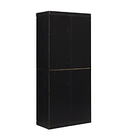 Tall Black Wood and 4-Door Storage Cabinet