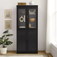 Tall Black Wood and 4-Door Storage Cabinet